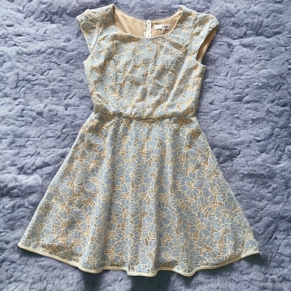 NWT Floral Soft Blue Lace Cap Sleeve Dress Mini Sz 7, Juniors, Women’s Small - Picture 8 of 15